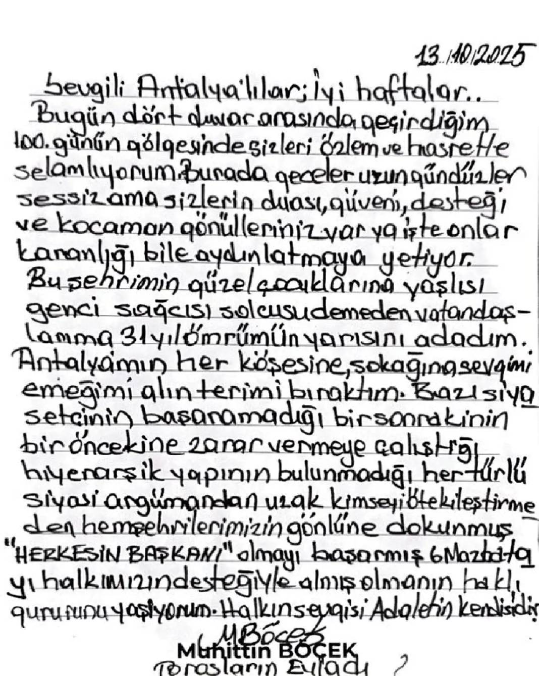 Muhittin Böcek’ten Cezaevinden 100. Gün Mektubu! Ne Dedi? 6